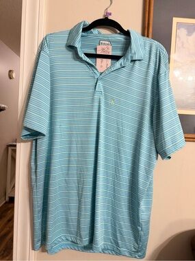 Hey Bo Men’s Light Blue Striped Polo Shirt